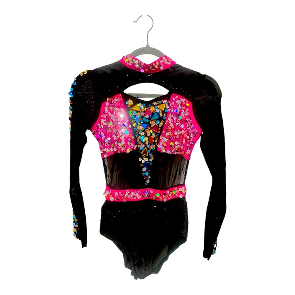 Glamour Black and Hot Pink Sequin Dance Costume